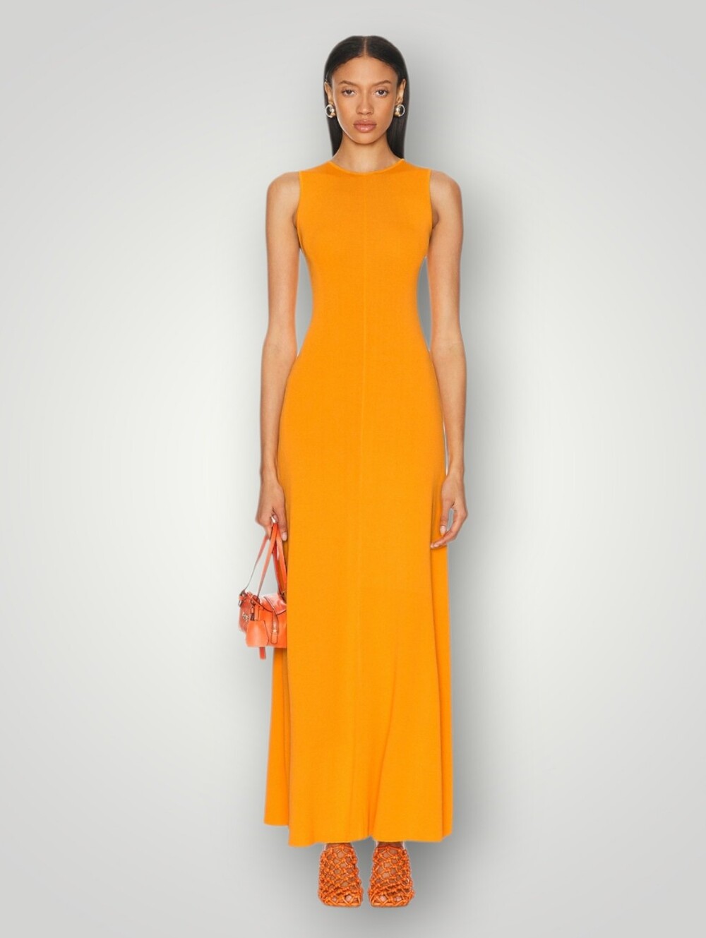 Solid & Striped The Lucerne Dress Mango Yellow Maxi XS Ribbed Knit Sleeveless